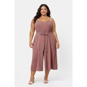 Torrid Wide Leg Crop Jumpsuit Woman Plus 1X Baggy Slub Culottes Rose Taupe New